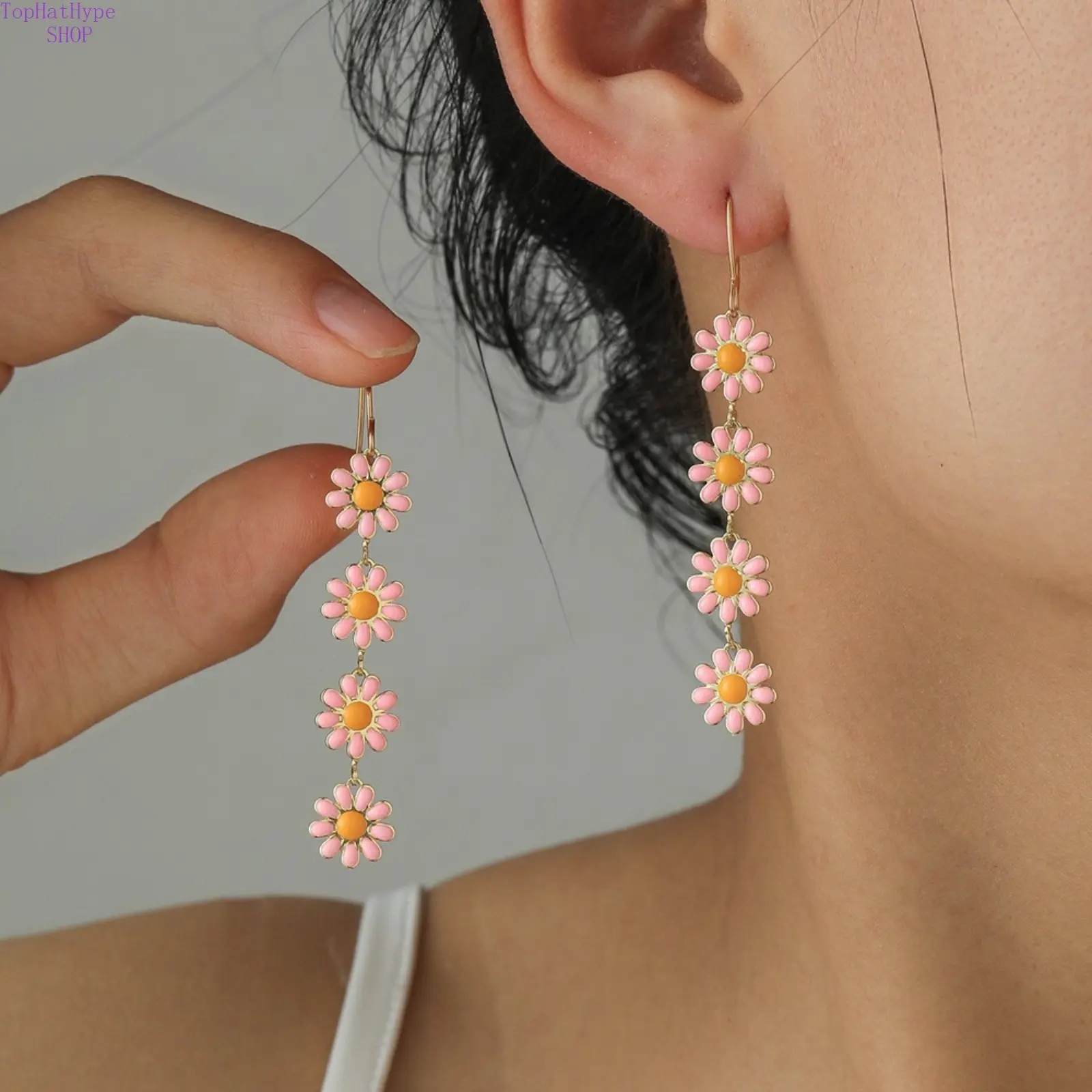 Women's Unisex Long Drop Daisy Earrings, Dainty Floral Dangle Jewelry, Simple Cute Versatile Pendant Accessories for Daily Wear, Flower Pendant Accessories, Stud Earrings, Accessories For Women