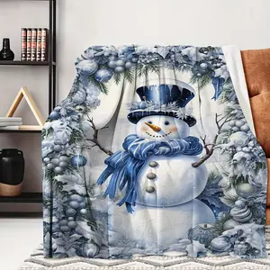 1Pc Creative Christmas Snowman Printed Blanket, Modern Style Blanket, Outdoor Blanket, Travel Camping Blanket, Soft And Comfortable Blanket, Travel Sofa Bed, Home Office Decor, A Perfect Birthday Gift For Friends, Suitable For Any Holiday