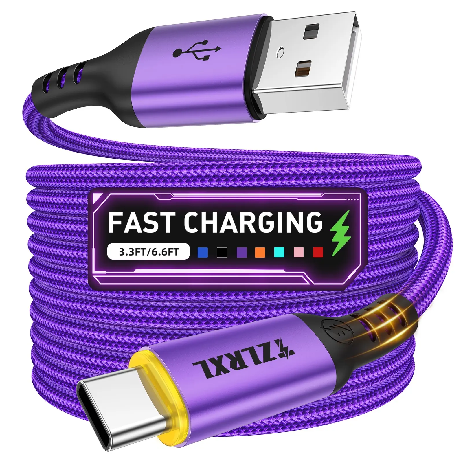 Fast Charging USB to Type C Cable with Smart Display Light, High-Speed Data Transfer, Compatible with Samsung, iPhone, Macbook, Xiaomi