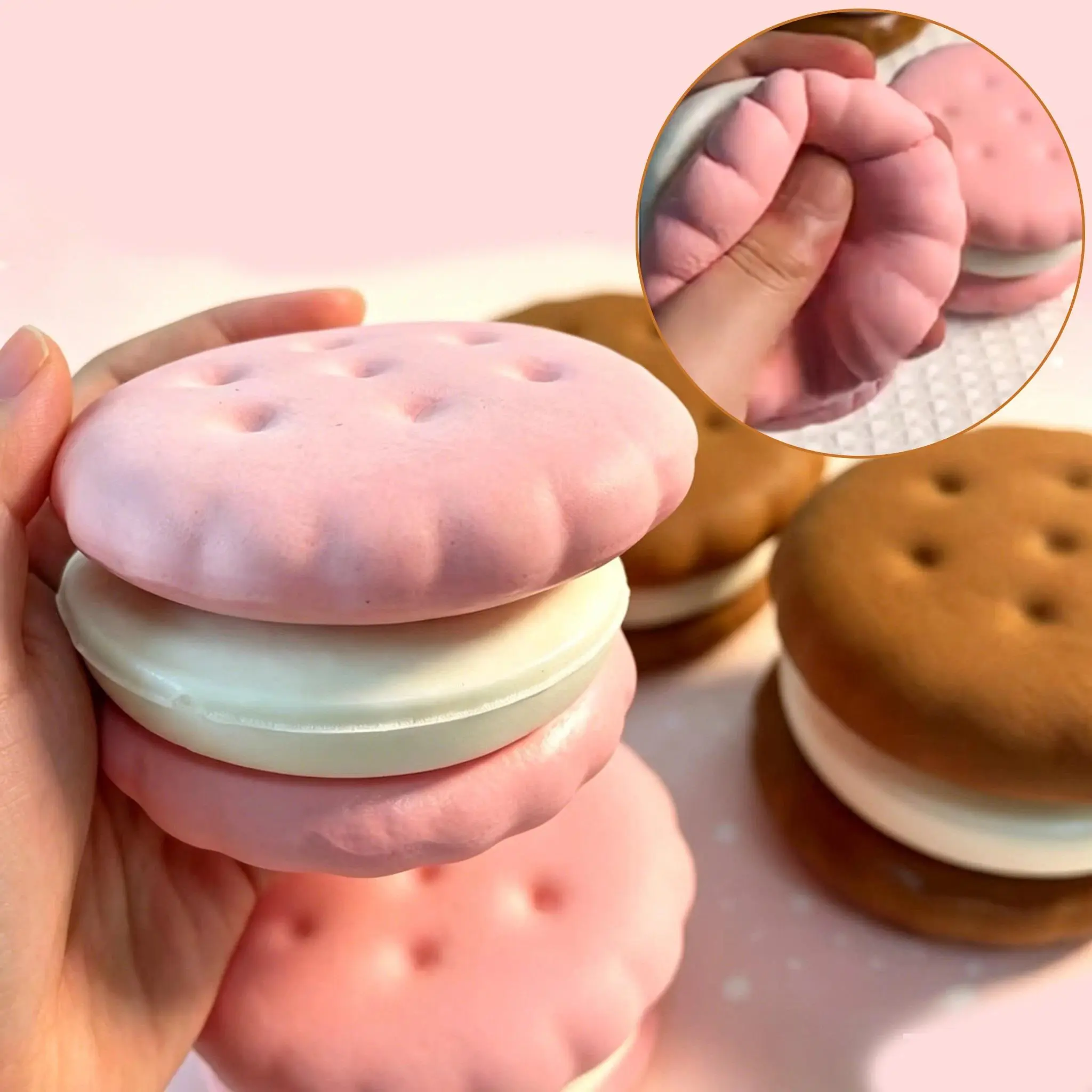 2026 hot Squishy Simulated Cake Squeeze Toy Fidgets Toys Big Cookie Biscuit Slow Rising Squishy Anxiety Antistress Squishys Kids