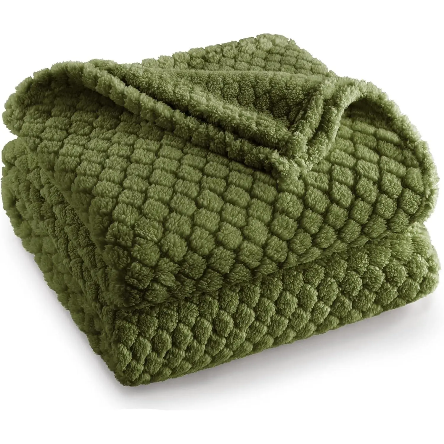 Fleece Throw Blanket for Couch and Bed,Extra Soft Warm Decorative Fuzzy Throws for Women,Lightweight Cozy Blankets Size 50x60 Inches, Olive Green