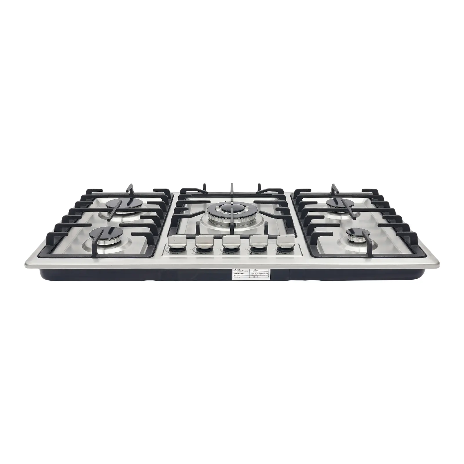 5-Burner Gas Cooktop with Independent Knob Control, Flame Failure Safety, Easy-Clean Stainless Steel, Drop-in or Countertop Fit for Home & Commercial Kitchens