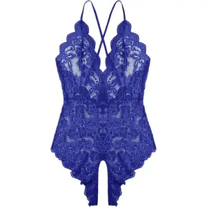 Women One Piece Lingerie Sexy Teddy V Neck Bodysuit Lace Nightie