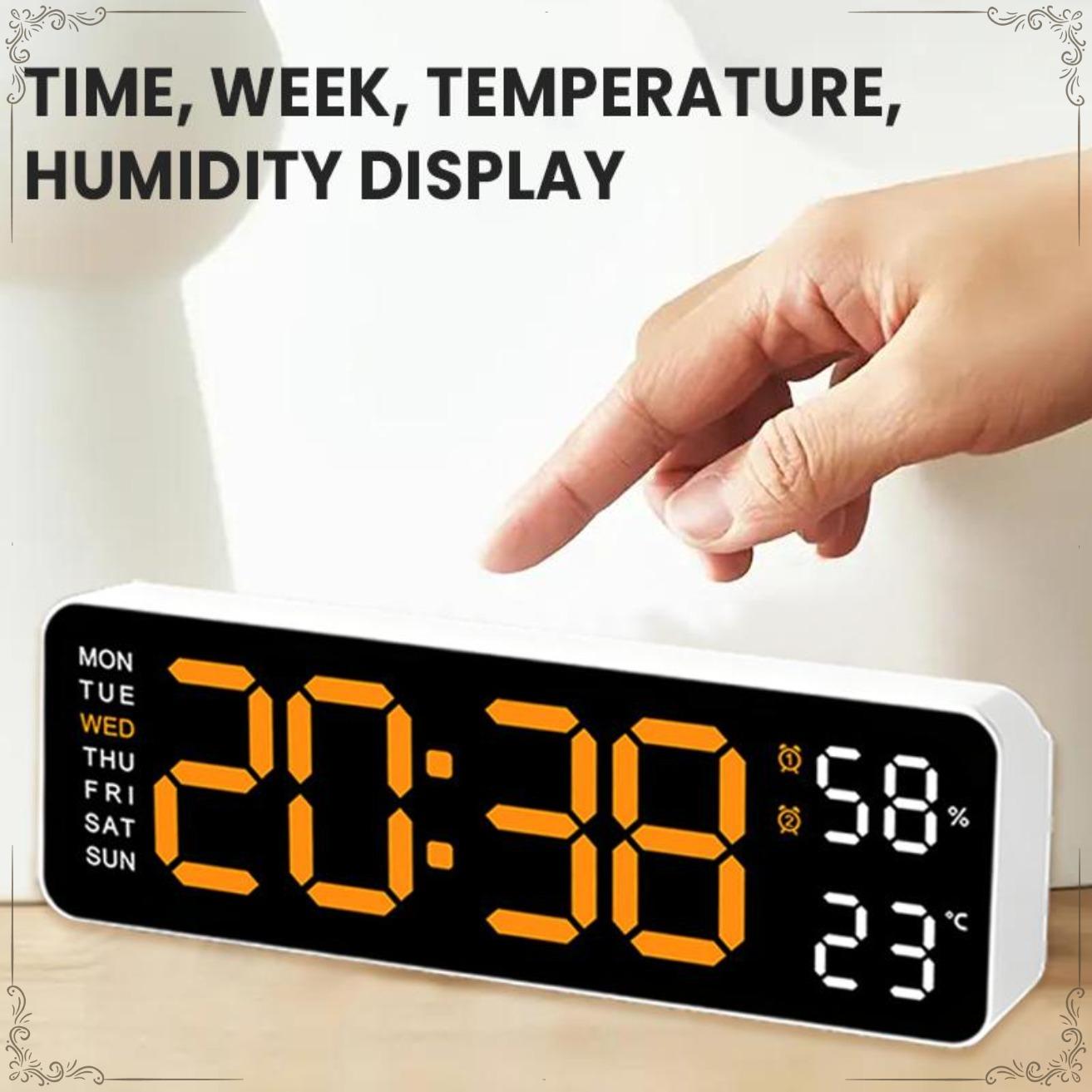 Wall Clock, Wall Timer, Functional LED Clock LED with Multiple Features Adjustable Light Countdown Humidity Temperature Display Adjustable Brightness