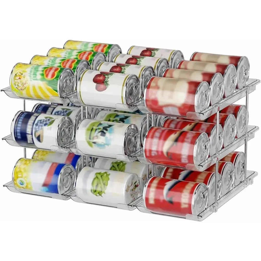 Stackable Soda Can Organizer for Refrigerator, Soda Can Dispenser Water Bottle Organizer, Fridge Organizer & Stackable Drink Organizer for Fridge(3 Tier - Hold 9)