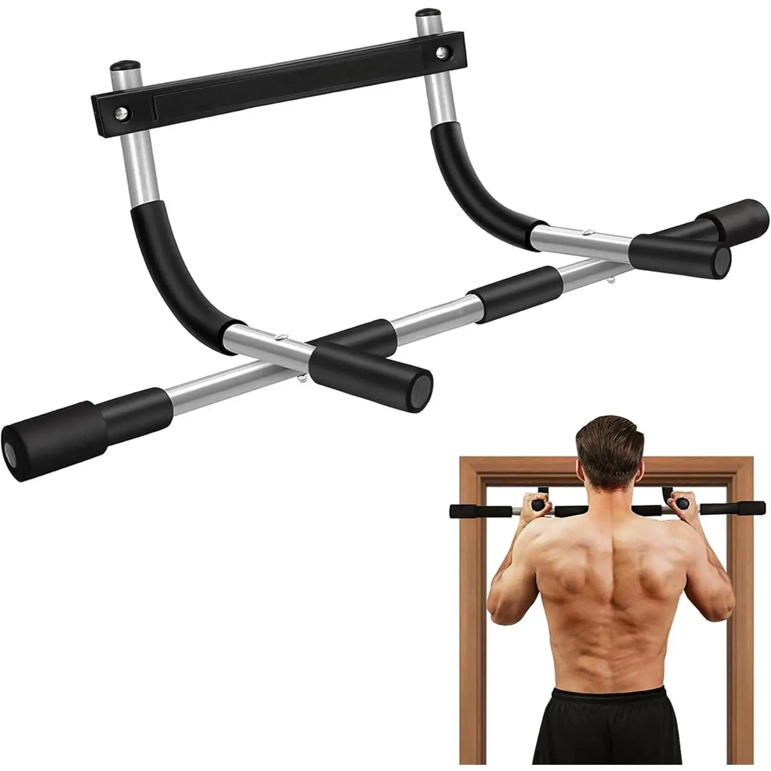 Doorway Pull-Up Bar - Door Frame Fitness Exercise Bar for Home Workout, Multi-Grip Upper Body Training