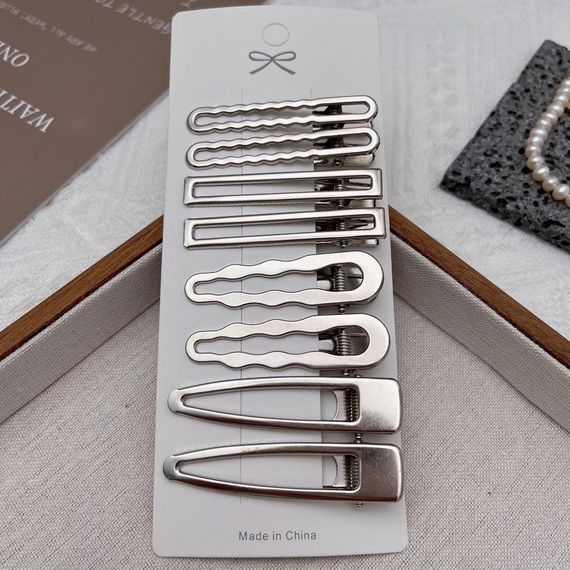 Sliver Metal Hair Clips Women Girls Y2K Duckbill Hairpin Personality Bangs Side Headwear Barrettes Hairclip Styling Accessories