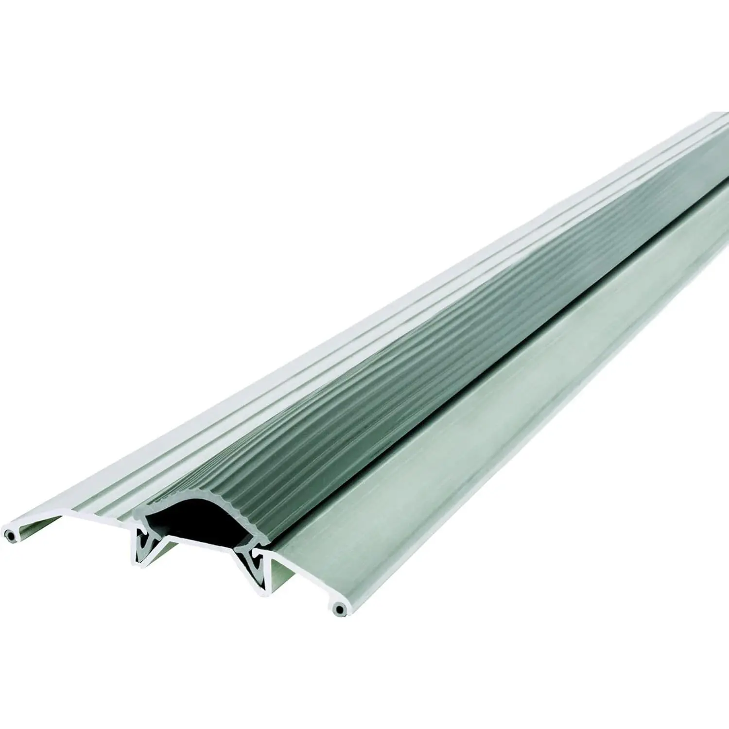 Heavy-Duty Aluminum Alloy Exterior Door Threshold - 3-3/4in x 3/4in x 36in Length, Flexible Vinyl Seal Insert, Door Replacement Accessory, Includes Screws, Cut-To-Length Install