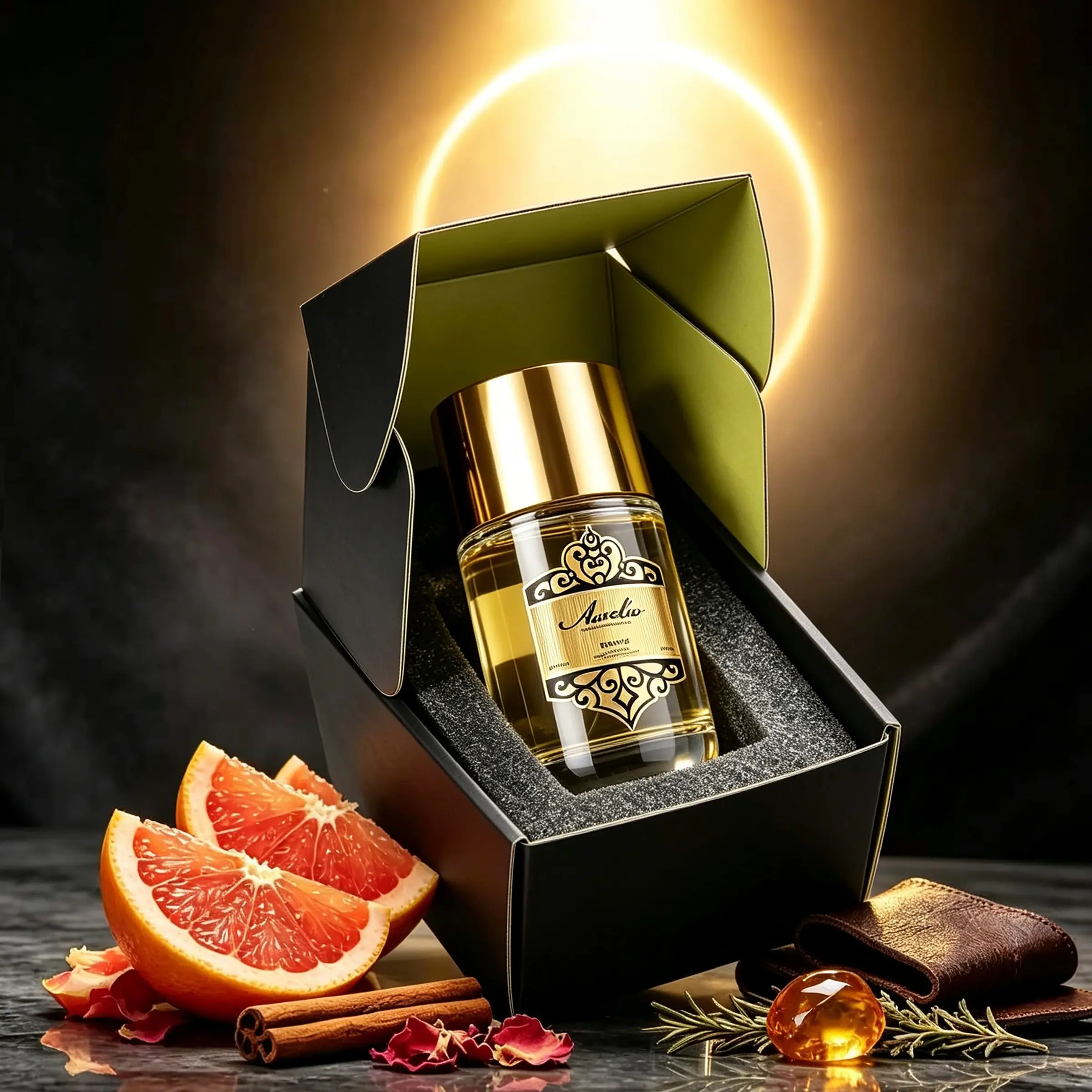 Men's Spicy Woody Eau de Parfum 100ml – AURELIA, A Long-Lasting Blood Orange Cinnamon Perfume, Confident Fragrance, Regal Gift Scent, Citrus Woody Fragrance, Spicy Perfumes