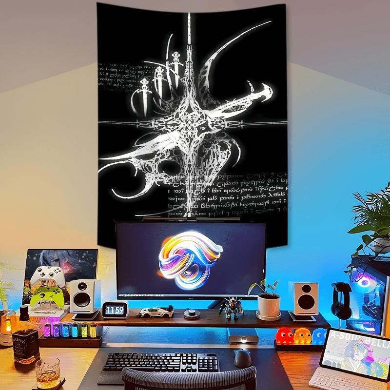 Gothic Cross Pattern Tapestry, 1 Count Punk Design Wall Hanging Tapestry, Wall Art Decor for Home Living Room Bedroom Dormitory, Home Decor Supplies