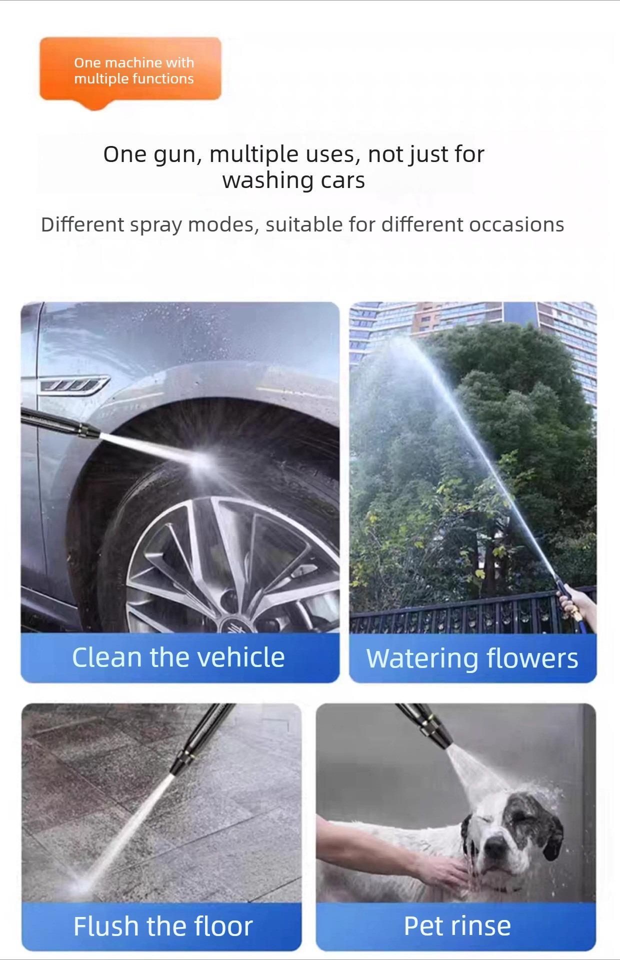 Home high-pressure car wash water gun with booster nozzle and hose, a must-have for watering plants and vegetables, and car washing. Home high-pressure car wash water gun with booster nozzle and hose, a must-have for watering plants and vegetables, and car washing.