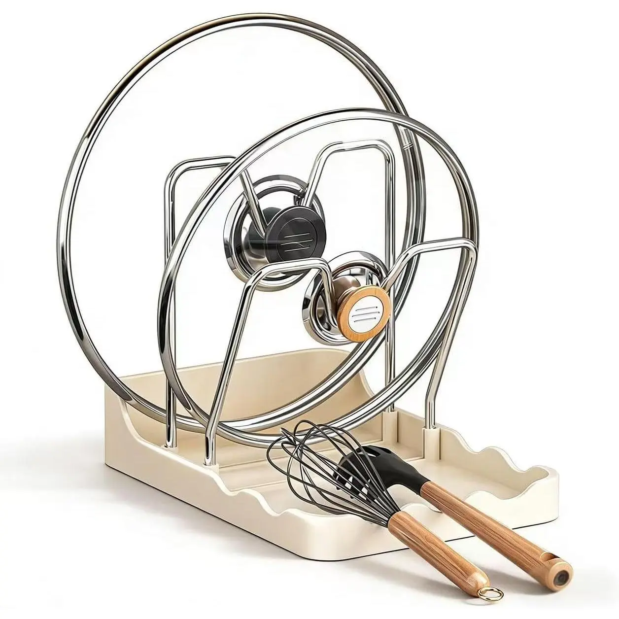 Pot Lid Rack,  Board & Utensil Holder White | Space-saving rust-proof steel storage holds , boards, spoons and chopsticks