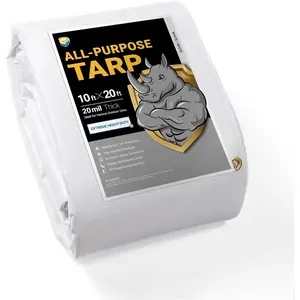 Heavy Duty White Poly Tarp 10x20  Cover  Tarps 20mil Thick UV and  Resistant Tarpaulin
