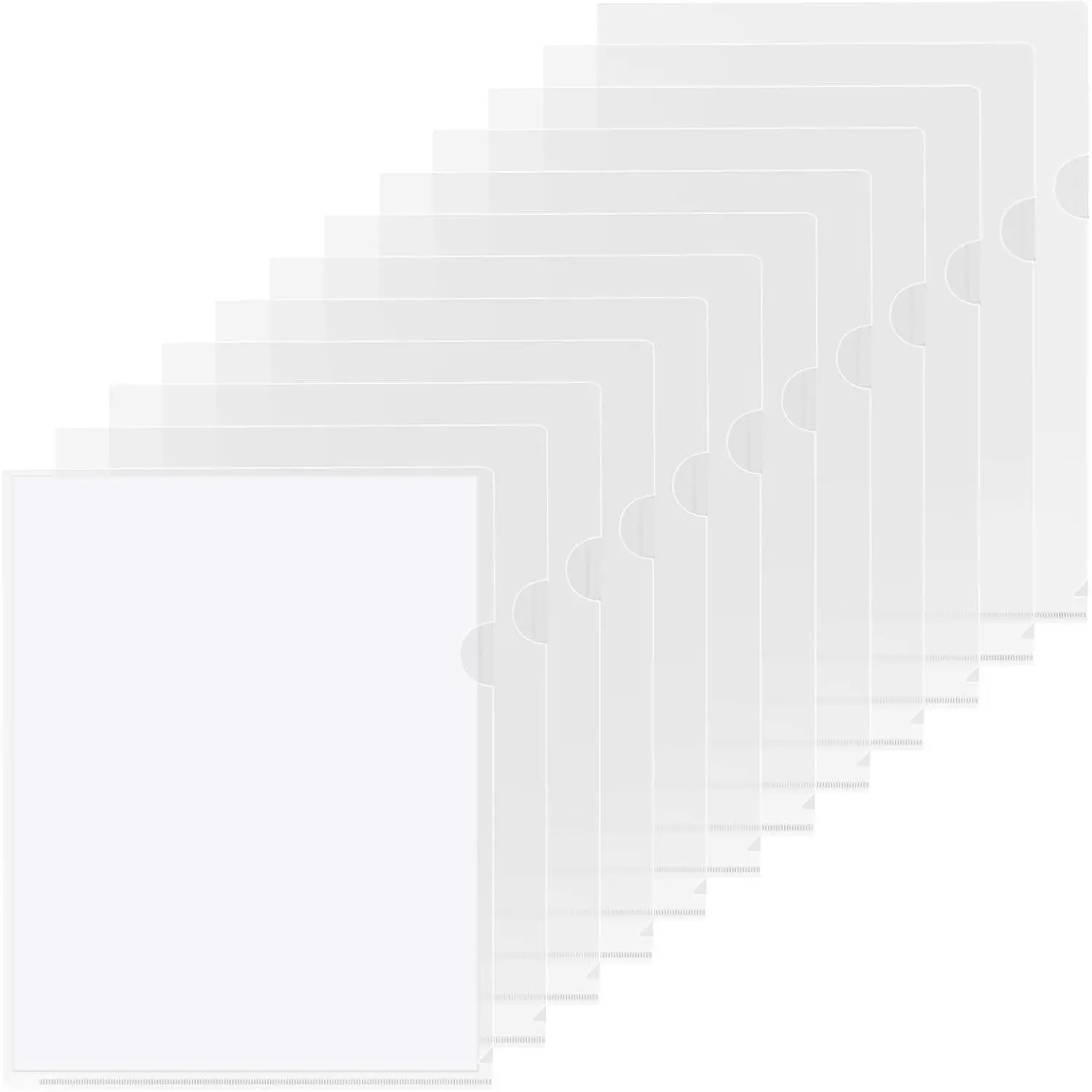Clear Document Folders Project Pockets for 8.5x11 Paper, 12 Pack | Heavy Duty Clear Document Sleeves, Letter Size, L-Shaped Opening for Top & Side Loading, Thumb Notch, Acid-Free Polypropylene