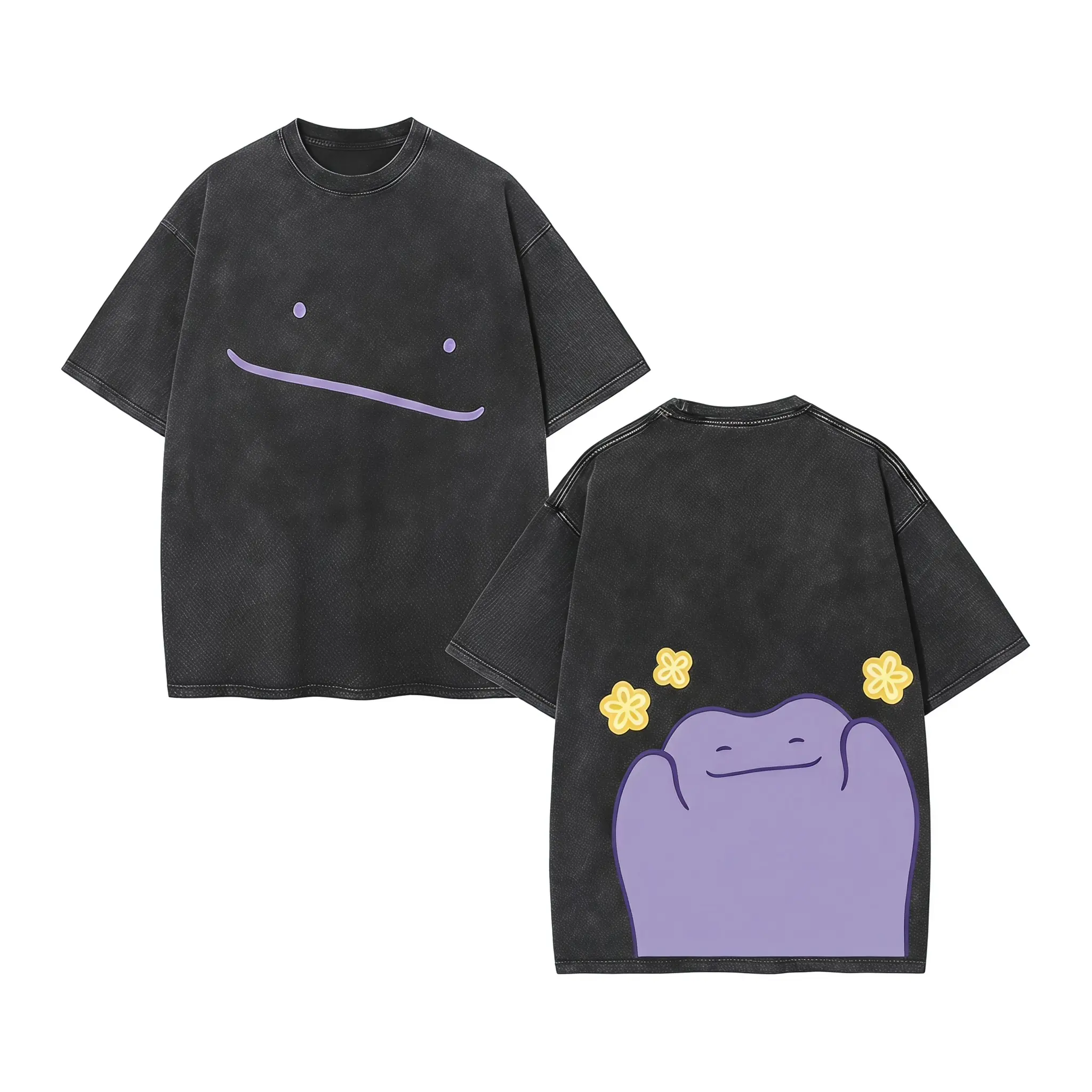 Ditto Inspired Cute Blob Washed T-Shirt – Kawaii Minimal Graphic Tee, Vintage Oversized Aesthetic Streetwear 67 summer clothes white christian clothing