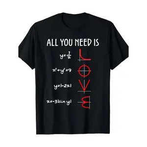 Romantic Math Equation "LOVE" Print T-Shirt Casual All Match Short Sleeve Top for Men and Women Korean Style Fashion Blackgood graphic tees