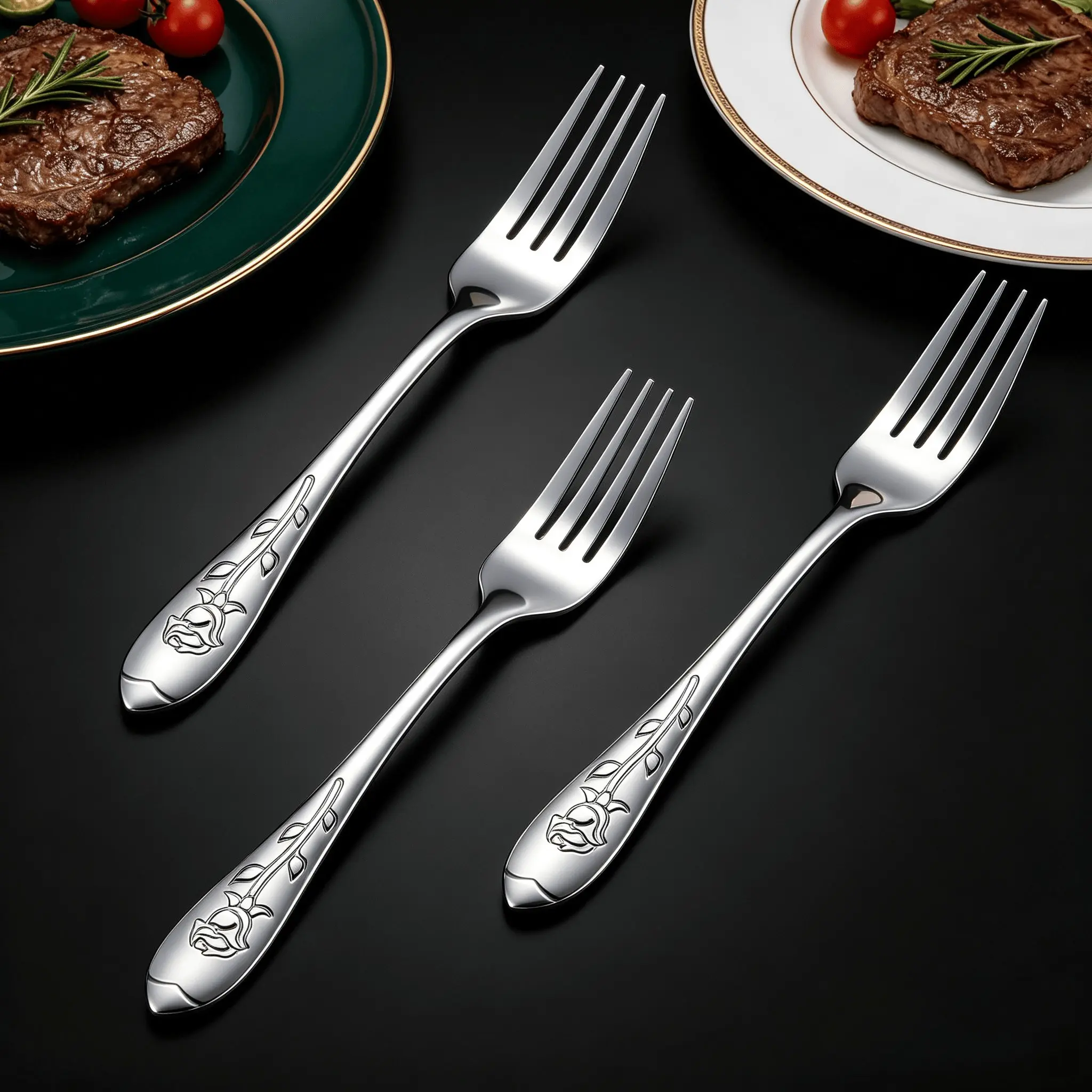 20 Piece Stainless Steel Dinner Fork with Embossed Rose Pattern, Mirror Polished Rustproof Table Fork, Forks Stainless Steel, Food Grade Dishwasher Safe, Ideal for Home Kitchen, Restaurant, Pasta & Daily Dining Use