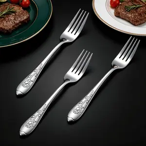 20 Piece Stainless Steel Dinner Fork with Embossed Rose Pattern, Mirror Polished Rustproof Table Fork, Food Grade Dishwasher Safe, Ideal for Home Kitchen, Restaurant, Pasta & Daily Dining Use