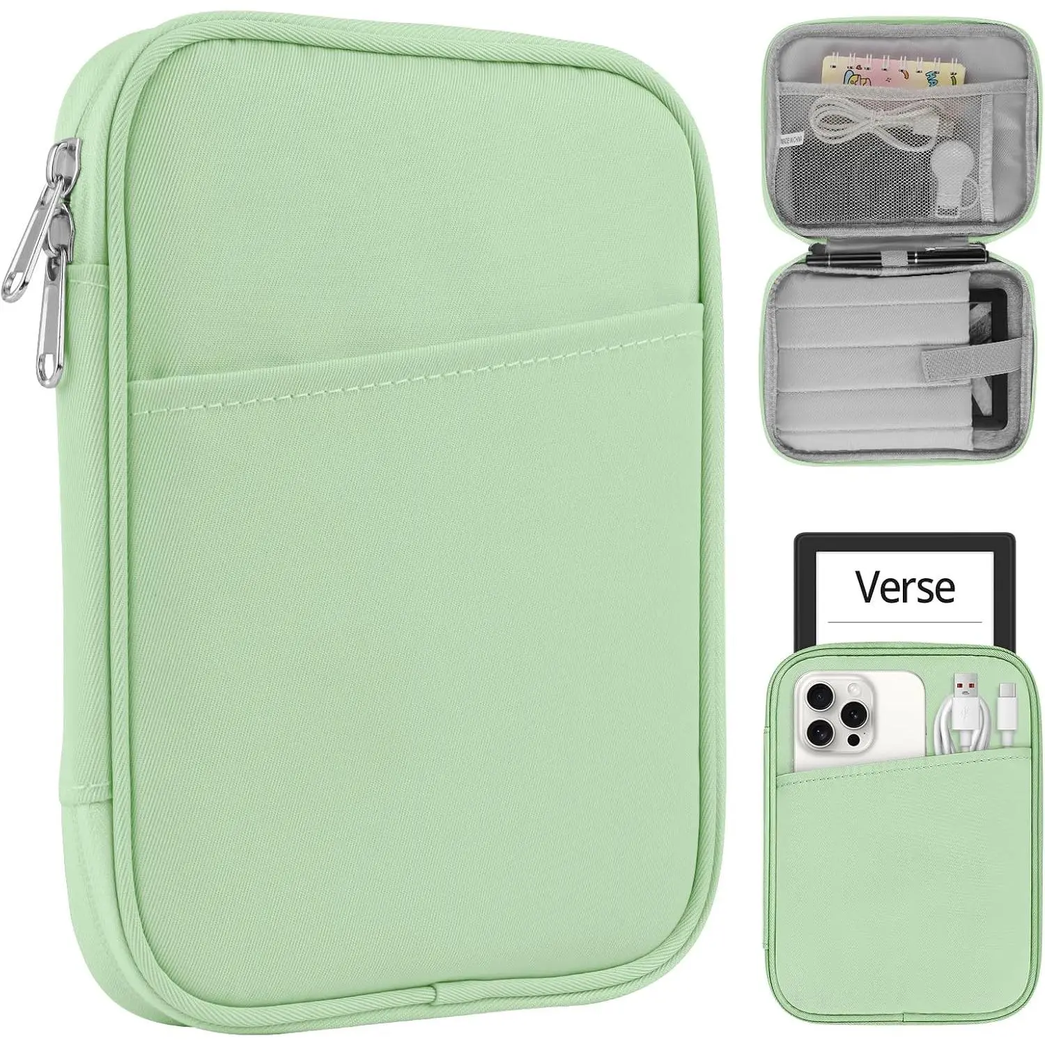 Sleeve Bag for 7-8 inch Tablet Fire  8/Fire  8 Plus Compatible iPad mini (6th Gen) 8.3" 2021, iPad mini 5/4/3/2/1, Tab A8, 7"-8" inch Android Tablet Sleeve Case -Green