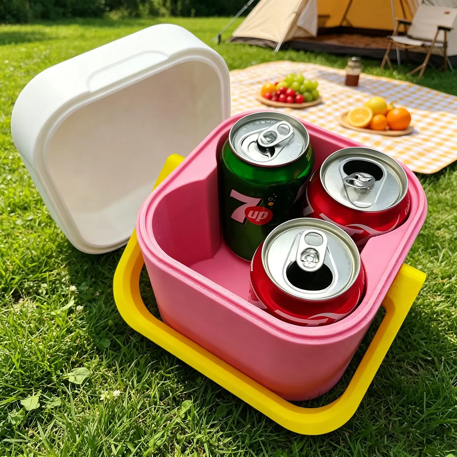 Vintage Fun Beverage Storage Box, Beverage Boxes, Holds 4 Cans, Portable Drink Holder, Ideal for Outdoor, Parties, Sports Events, Multi-Scene Use