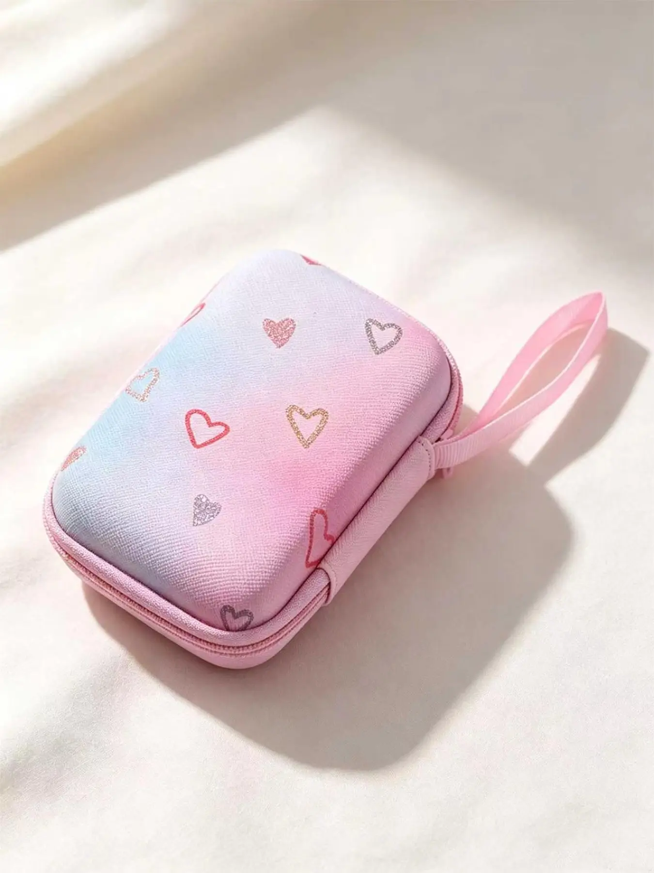 Cute Floral Butterfly EVA Hard Shell Cable Storage Case Portable Charger Cord Organizer Bag Portable Hand Strap Earphone USB Drive Power Bank Protective Pouch Gift For Teen Girls