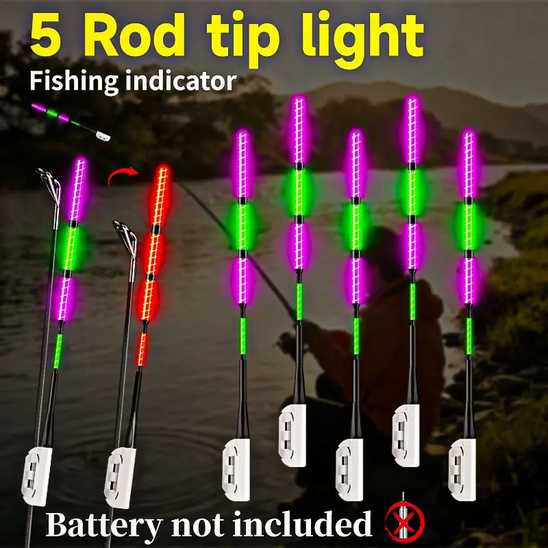 5-Piece Fishing Indicator Set, Color-Changing Light Stick, Night Vision Glow Rod, Day & Night Use, Fish Bite Signal Lamp, Fishing Gear