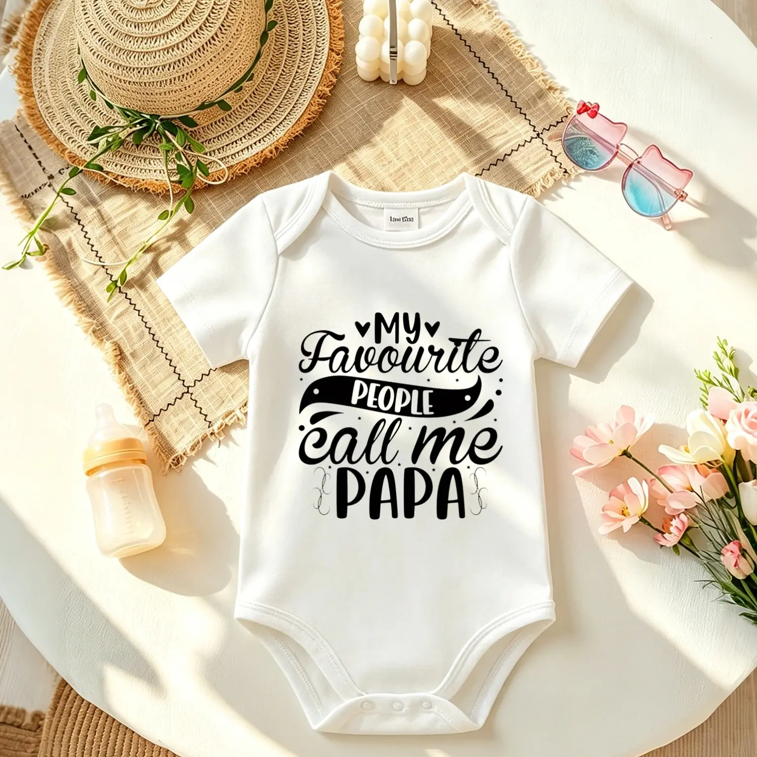 My Favorite People Call Me Papa Baby Onesie, Soft Cotton Short Sleeve Infant Bodysuit, Cute Newborn Essentials and Perfect Father’s Day Gift