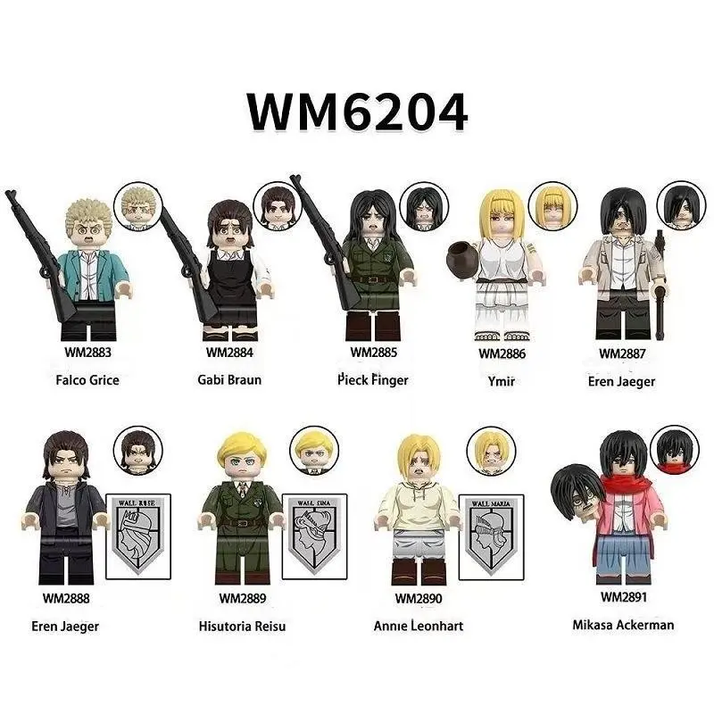 Attack on Titan Ymir Mikasa Eren Badge Third-Party Building Blocks Figure Toy, Collectible Anime Merchandise, Kids' Playset