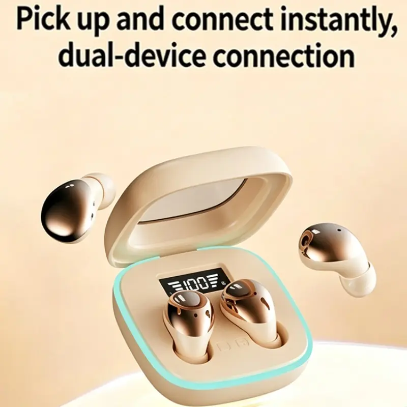 Trending Tws Wireless Earbuds with RGB Ambient Light, LED Digital Power Display, Mini In-Ear Bluetooth-compatible Headphones with Makeup Mirror