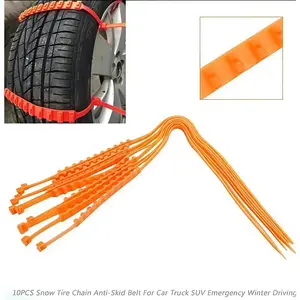 10Pcs Zip Tie Snow Chains. Heavy Duty Orange Nylon Tire Traction Straps for Cars & SUVs. Anti-Skid Emergency Mud Ice Rescue Gadget. Fast Installation Auto Safety Accessories. Must-Have Trunk Kit.