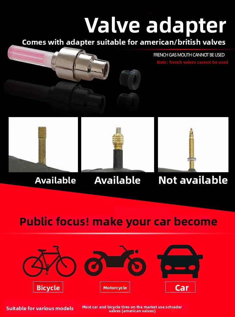 Bicycle Air Nozzle Light Glow Rod Wheel Tire Light Hot Wheels Cycling Equipment Mountain Bike Valve Light