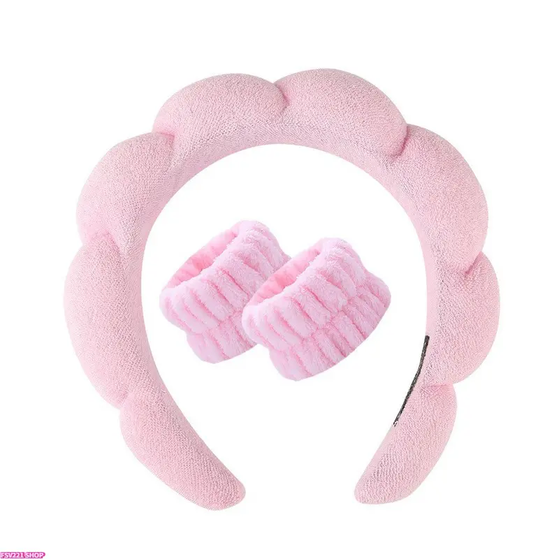 Women's Puffy Bubble Spa Headbands (1/4-Pack) - Twisted Terry Cloth Sports Headbands, Non-Slip Padded, Water-Absorbent, Resin Twisted Pad, A, Pastel Blue, Facewash Hair Guard, Chic Look, for Home Spa Self-Care