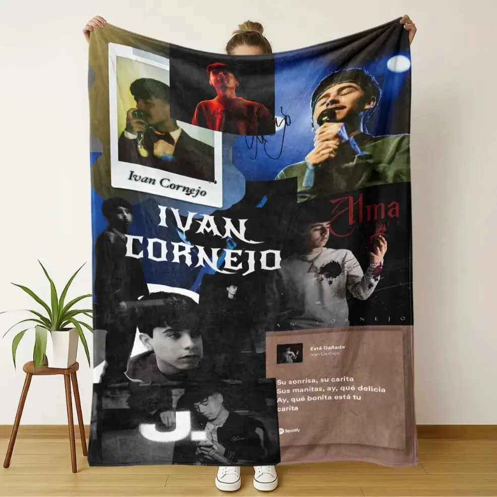 Ivan Cornejo Theme Classic Velvet Fabric Geometric Print Blanket - Soft, Warmth Retentive Throw for Adults - Home Use, Decorative Gift for Holidays, Birthdays