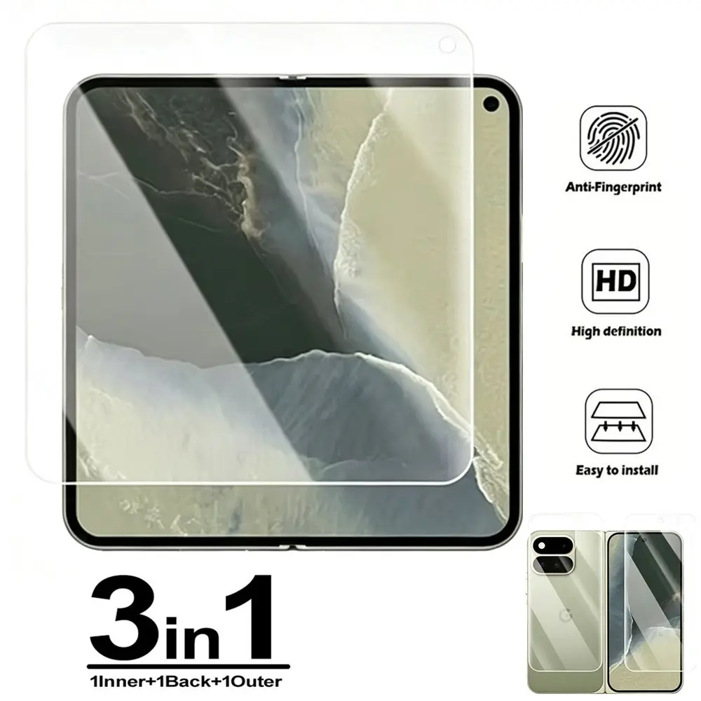 3in1 Inner+Outer+Back HD Hydrogel Film For Google Pixel 11 Pro Fold, Full Coverage Fingerprint Screen Protector Film Campation With Google Pixel 10 Pro Fold / Pixel 9 Pro Fold / Pixel Fold Touch Sensitive