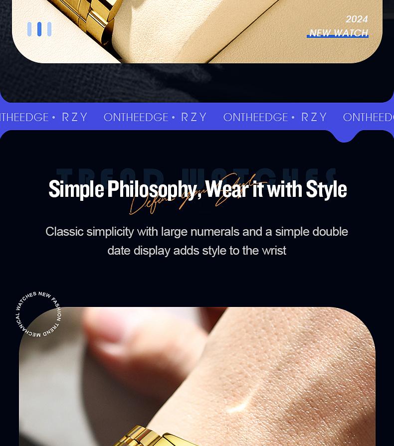 His & Hers Luxury Gold Quartz Watch Set for Senior Couples - Easy Read Large Dial, Day Date Display, Stainless Steel Band, Comfortable Casual Wristwatch, Perfect Retirement Anniversary Gift for Parents