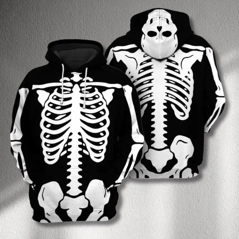Skeleton Costume 3D All Over Print Hoodie Sweatshirt With Pocket T Shirt Unisex Halloween, Halloween Gift