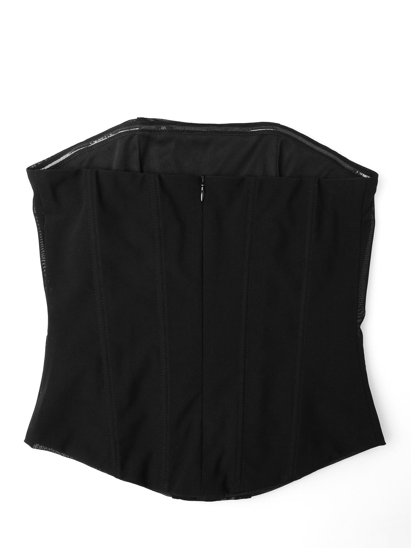 Women's Fishbone Corset Structure Fitted Crop Cami Top Solid Tube Top for Daily Wear Mesh Corset Top Party