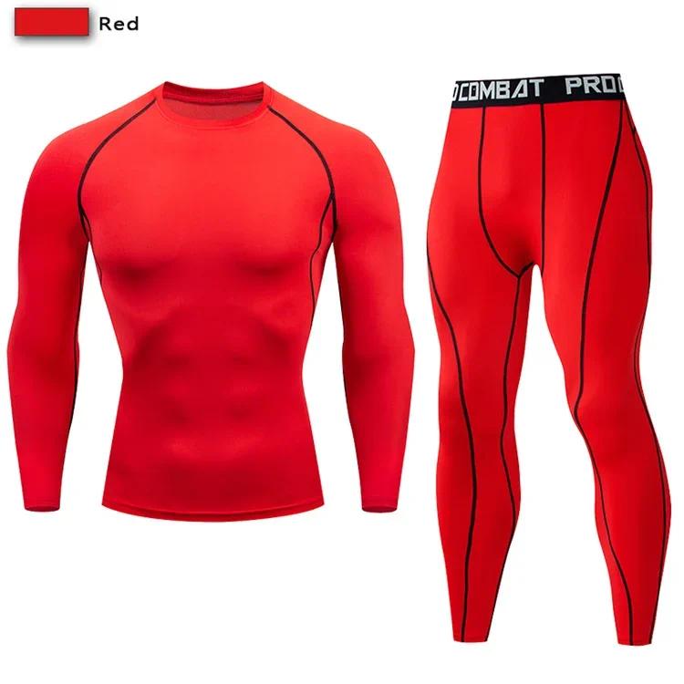 2pcs Men's Compression Sportswear Suit Elastic Training Yoga Sets Workout Jogging Fitness Clothing Tracksuit Pants Sporting