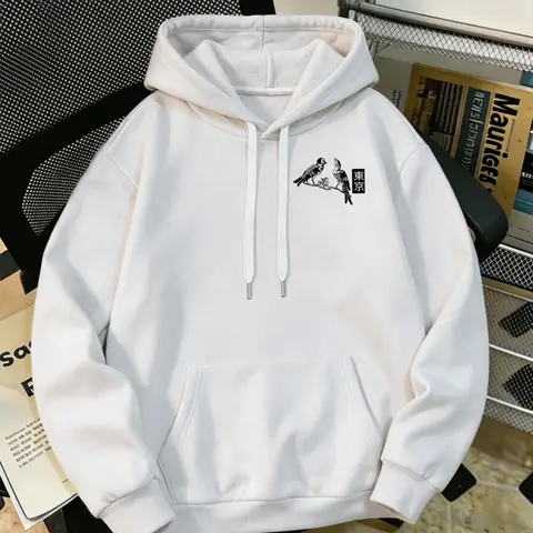 Td Men's New Trendy Floral Plain Fleece Lined Hooded Sweatshirt, Perfect Hoodie, Casual Long Sleeve Asymmetrical Design, Spring & Fall Outerwear