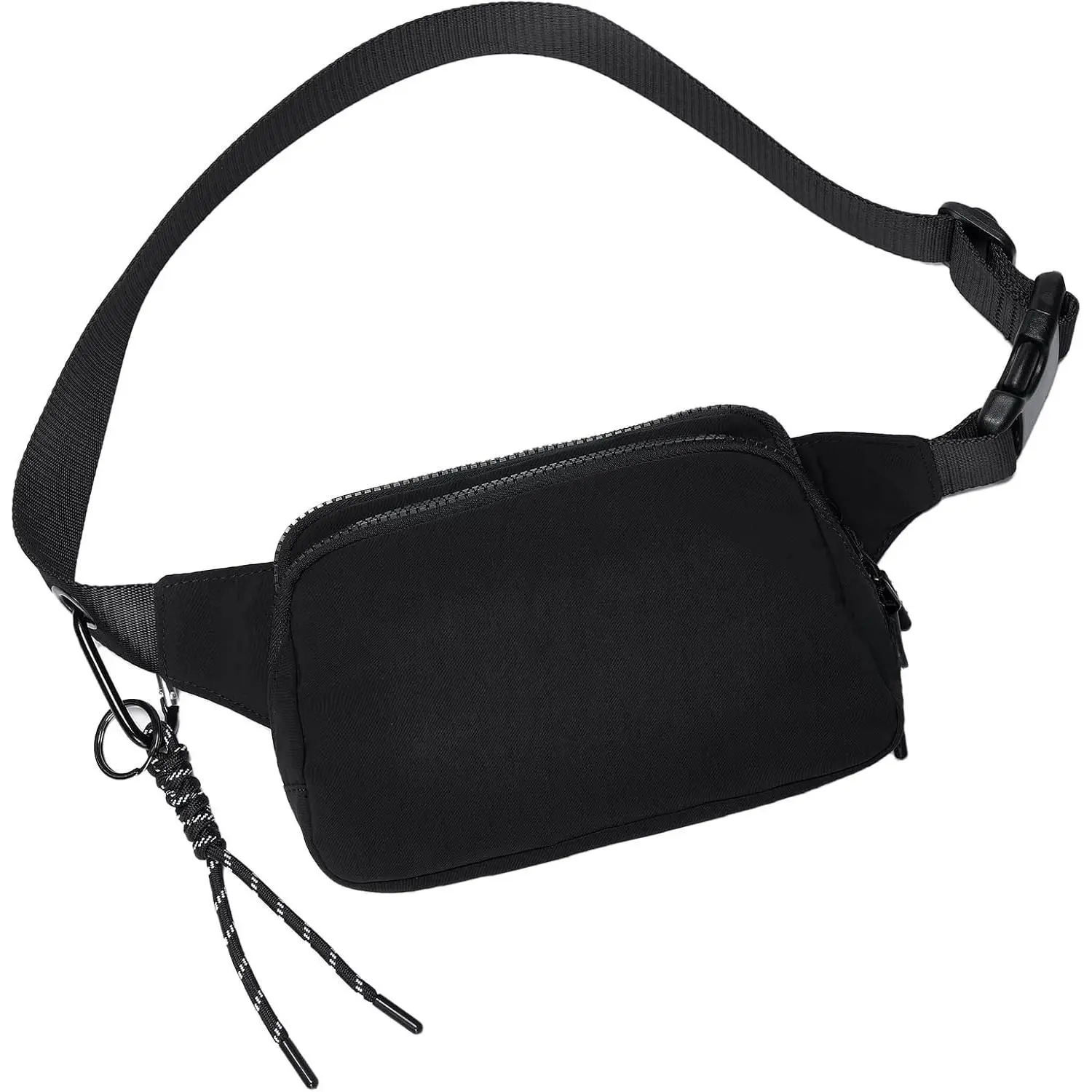 Large Fanny Pack for Men & Women, 2L  Nylon  Bag with Extender Strap, Crossbody  Bum Bag with 4 Card Slots for Travel Hiking Running (Black)