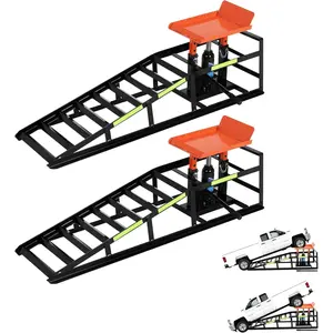 2-Piece Hydraulic Car Truck Repair Ramp Lift Ramps 12000 Lbs 5t with Adjustable Height 9.8 to 15 Inches, Low Profile Car Lift Service Ramps for Oil Changes
