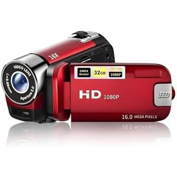 Video Camera Camcorder, 1080P 16MP DV Camera Vlogging Recorder, 2.7in TFT 270  Rotatable 16X Zoom Digital Camera for Teens Students Boys Girls  (Red)