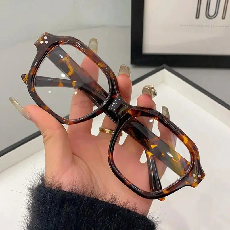 Unisex Square Shape Fashion Eyeglass Accessories – Retro Look Bluelight Glasses with Clear Lenses, Lightweight Frame, UV400 Protection, Anti Eyestrain Eyewear for Computer Work, Reading and Daily Wear