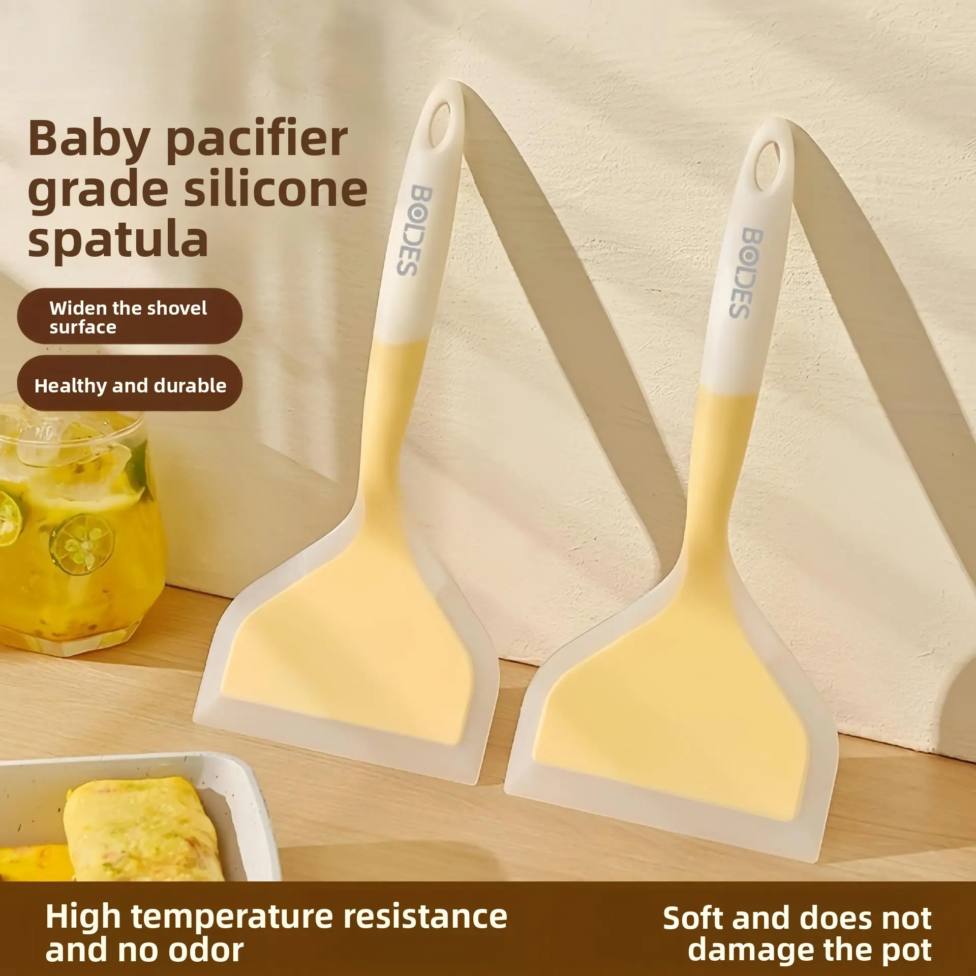 New food-grade silicone spatula, pancake spatula, high-temperature resistant non-stick pan spatula, wide-blade frying spatula, tamagoyaki spatula