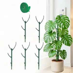 Monstera Plant Support Stakes, 5 or 10 Stakes with Hook and Loop Fasteners, Stackable Tall Stakes for Climbing Plants, Easy Installation