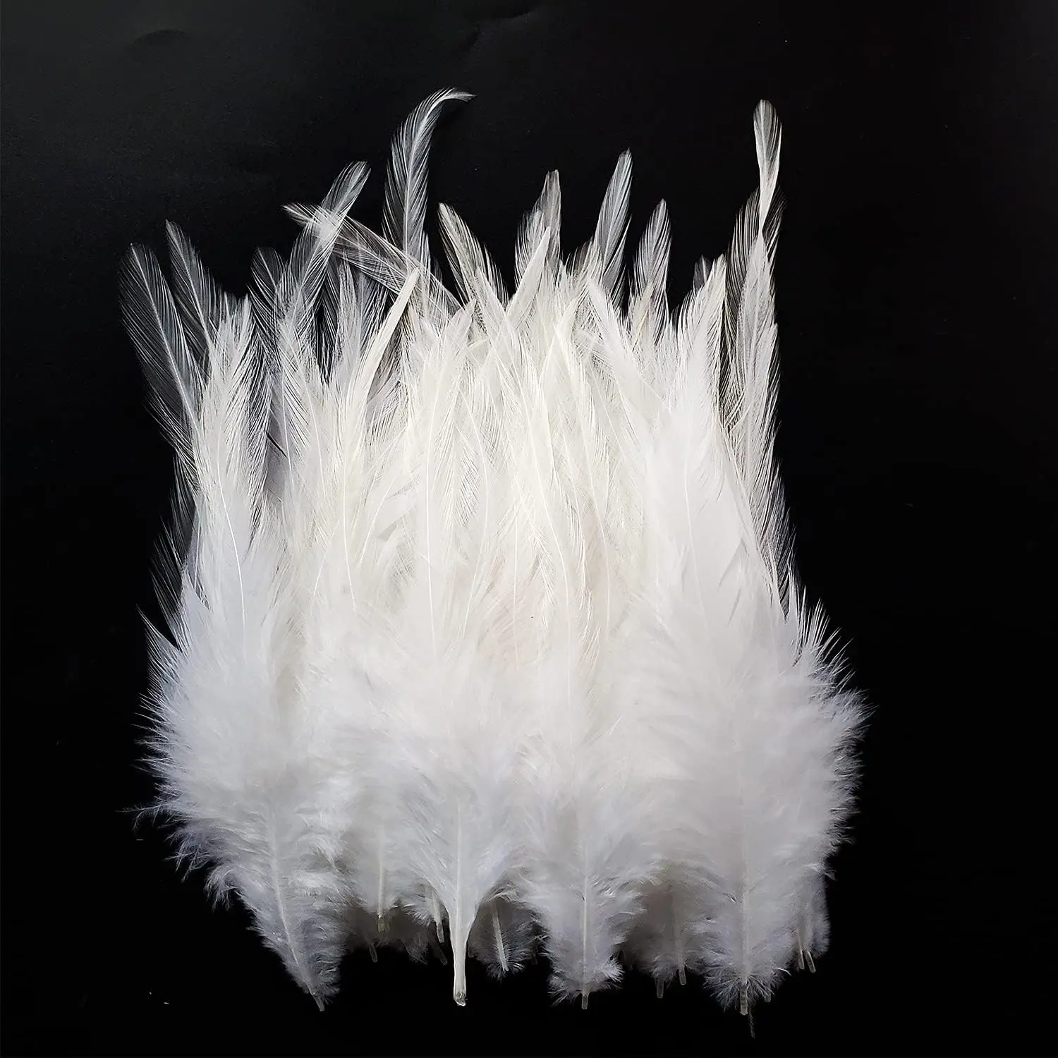 100PCS 5-7 Inch Natural Rooster Saddle Hackle Pheasant Neck Feathers for Crafts, DIY Pendant Earrings Dream Catcher - White