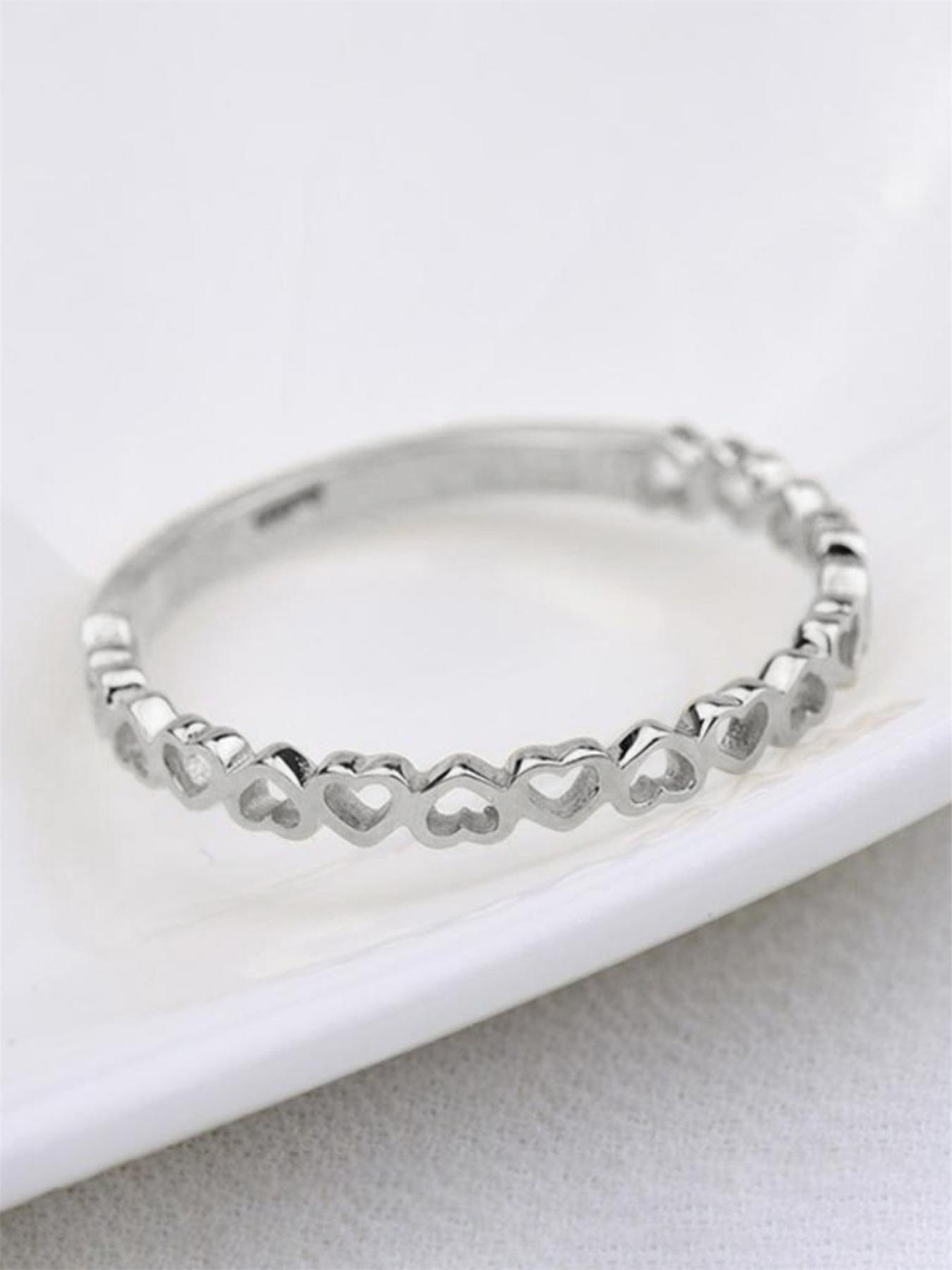 S925 Sterling Silver Heart Decor Ring, Fashion Accessories for Women & Girls, Trendy All-match & Exquisite Jewelry for Birthday Gift, Heart Shaped Ring