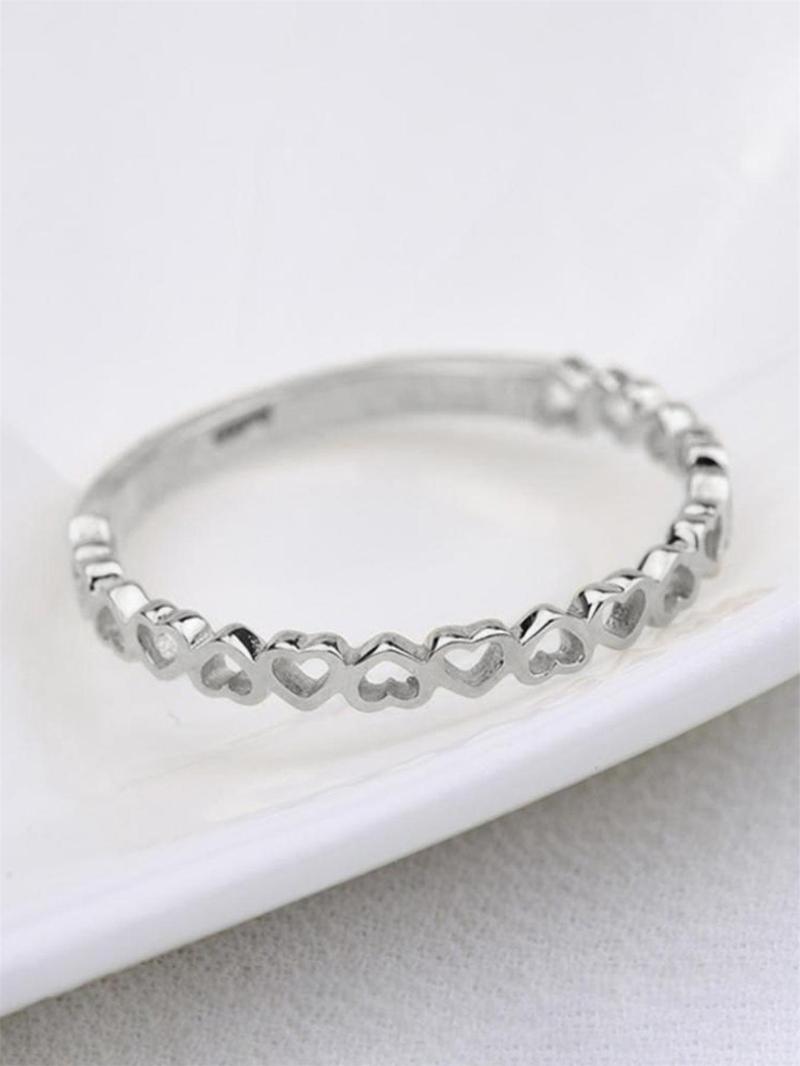 S925 Sterling Silver Heart Decor Ring, Fashion Promise Ring, Fashion Accessories for Women & Girls, Trendy All-match & Exquisite Jewelry for Birthday Gift
