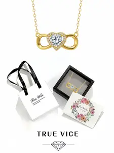 Endless Heartbeat Infinity heart diamond inlaid necklace, 18K gold plated fade-resistant clavicle chain. Comes with an exquisite drawer jewelry box, ideal gift for women’s birthdays, festivals and anniversaries.