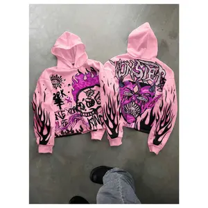 Men's Grunge Graphic Hoodies Y2k Baggy Hooded Sweatshirts Fall Clothes Streetwear